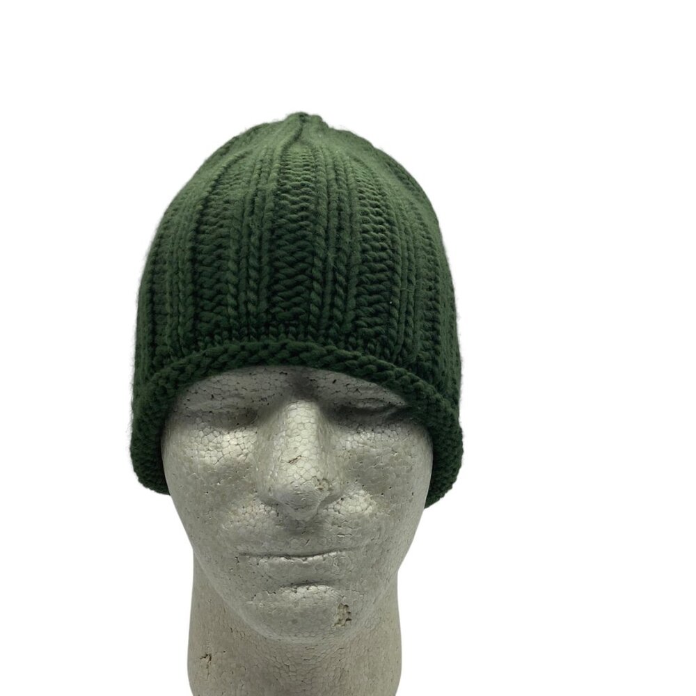 Free People Green‎ Acrylic Cable Knit Beanie Hat One Size Ribbed